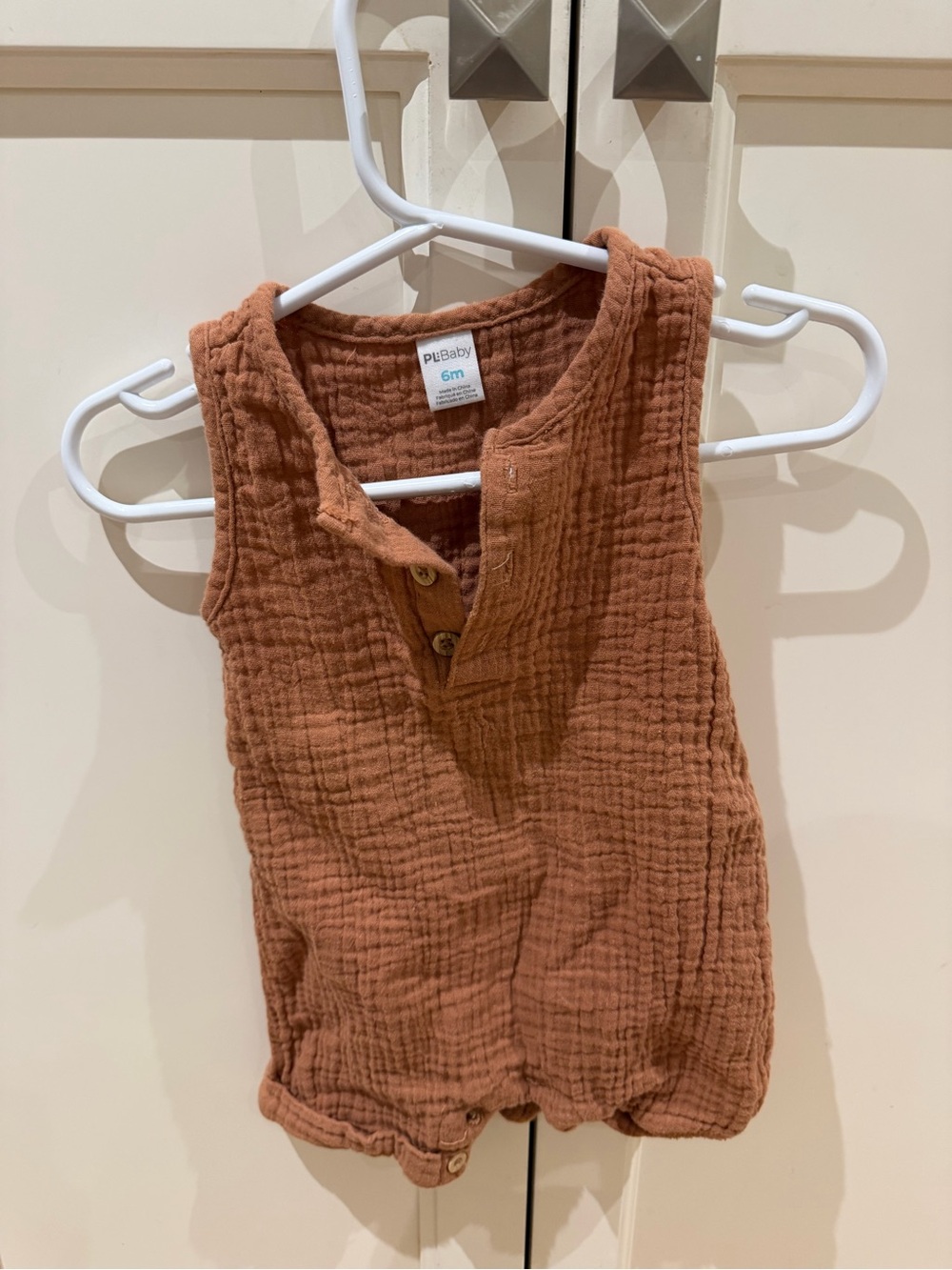 Petit lem baby 6m Rust Gauze Baby Romper - 6M